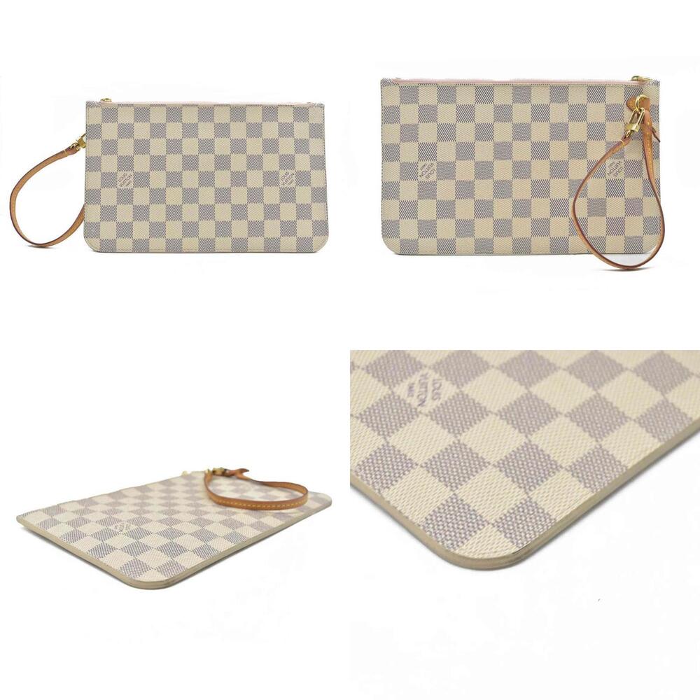 Louis Vuitton Damier Azur Wristlet Clutch in Cream and Gray - Picture 2 of 15